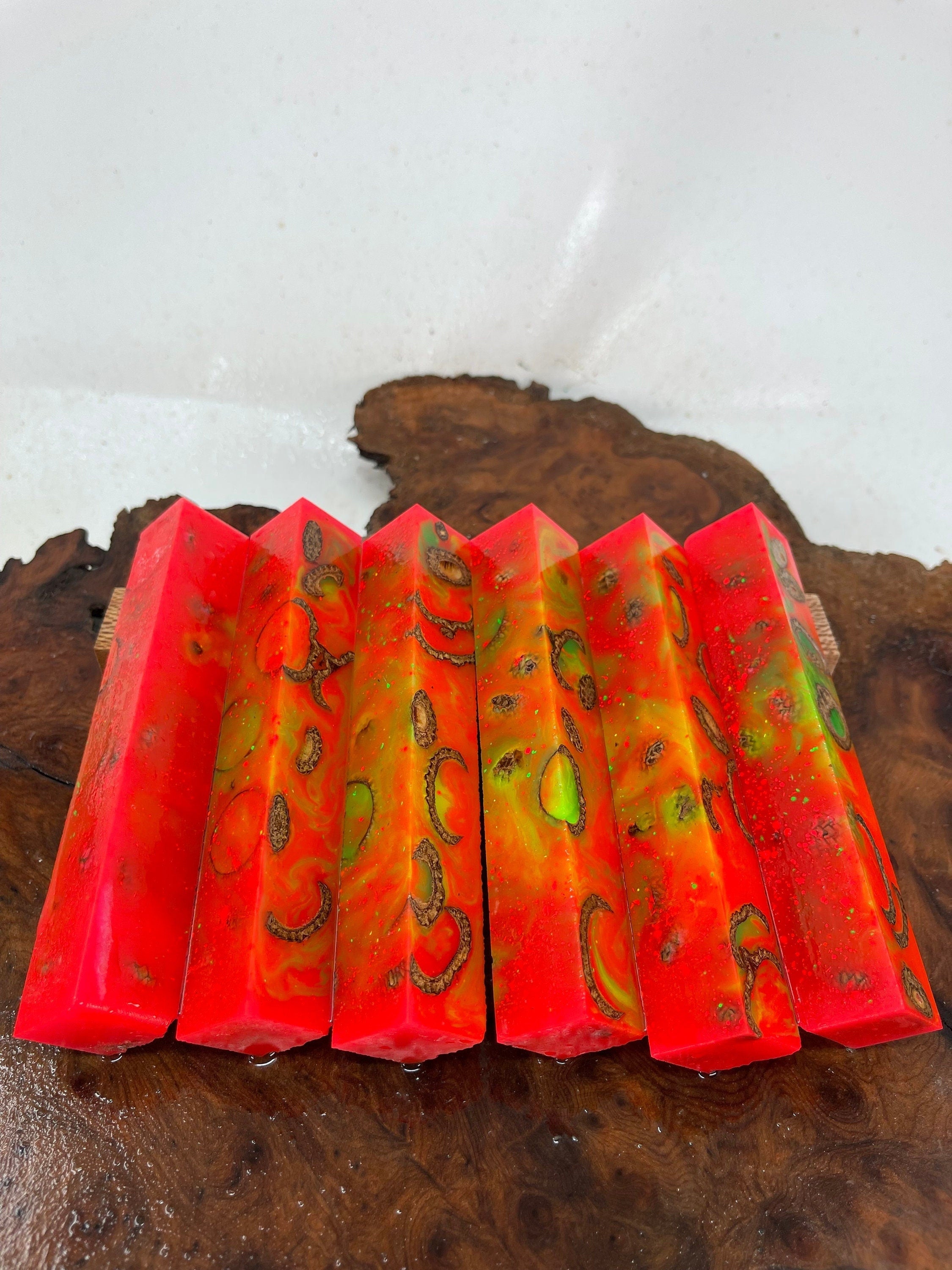 PBBrick-073: Pen Blanks - Stabilized Acorn Caps Hybrid Alumilite Resin Casting - Jakob Janssen Studios