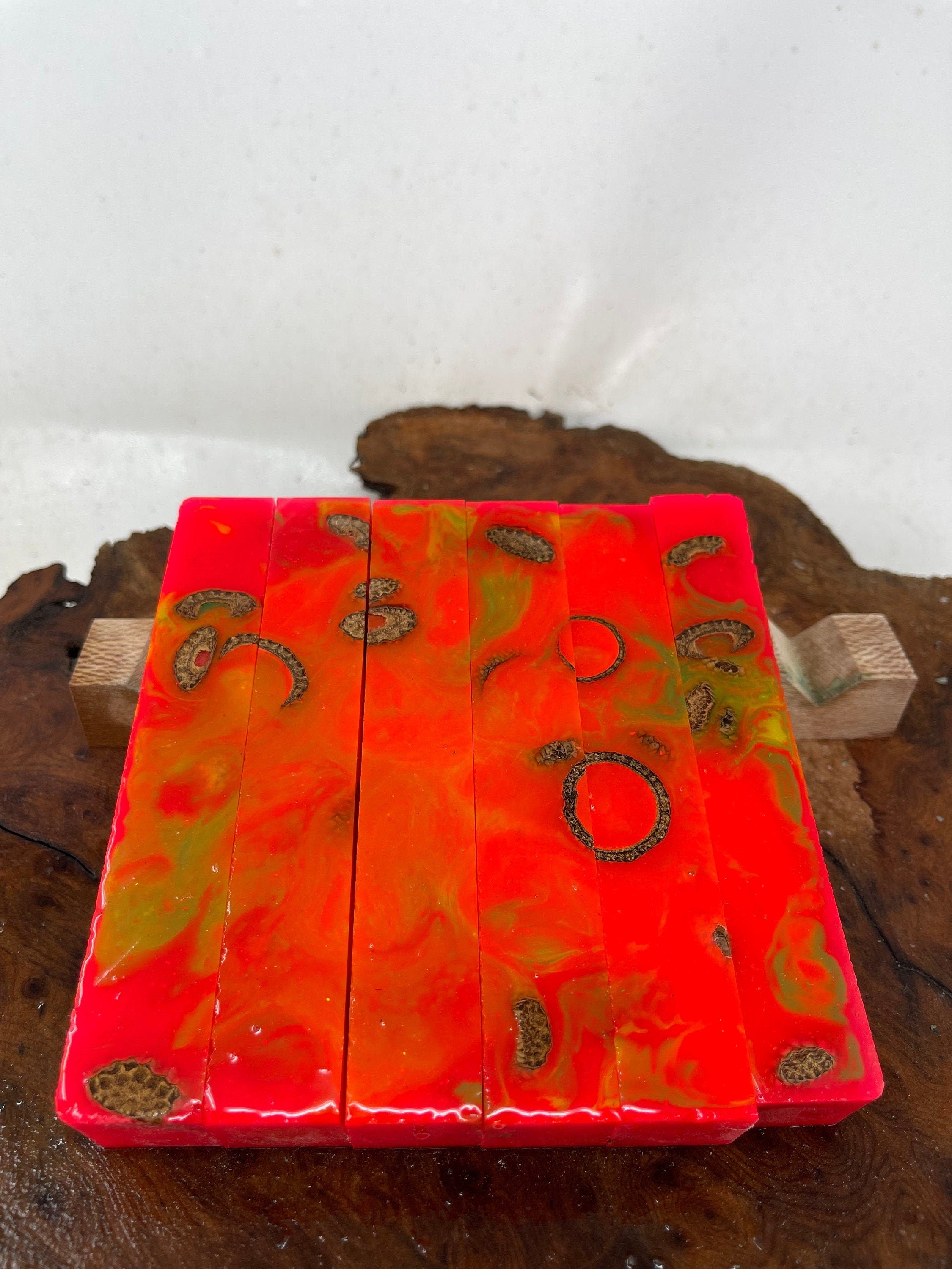 PBBrick-073: Pen Blanks - Stabilized Acorn Caps Hybrid Alumilite Resin Casting - Jakob Janssen Studios
