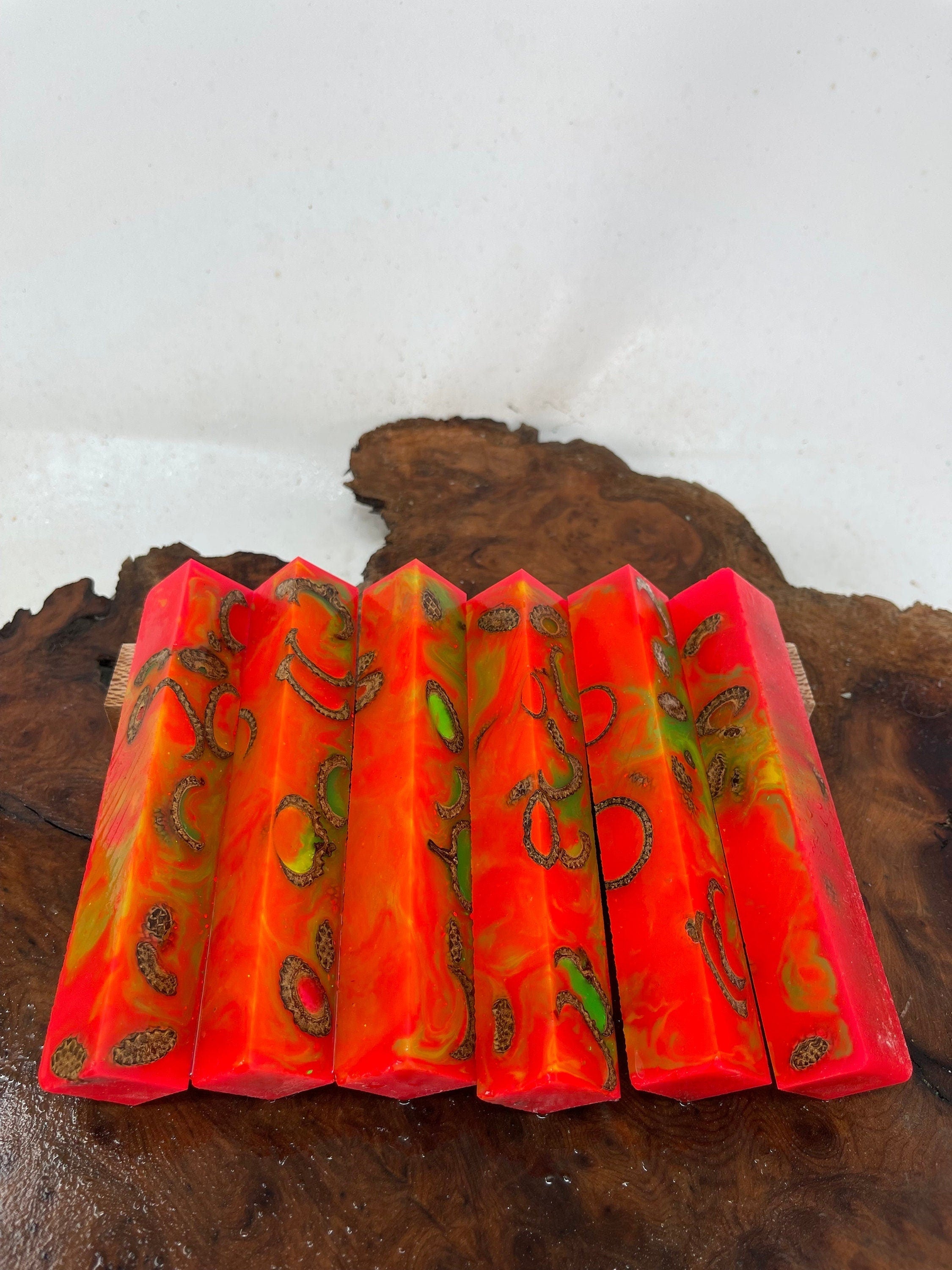 PBBrick-073: Pen Blanks - Stabilized Acorn Caps Hybrid Alumilite Resin Casting - Jakob Janssen Studios